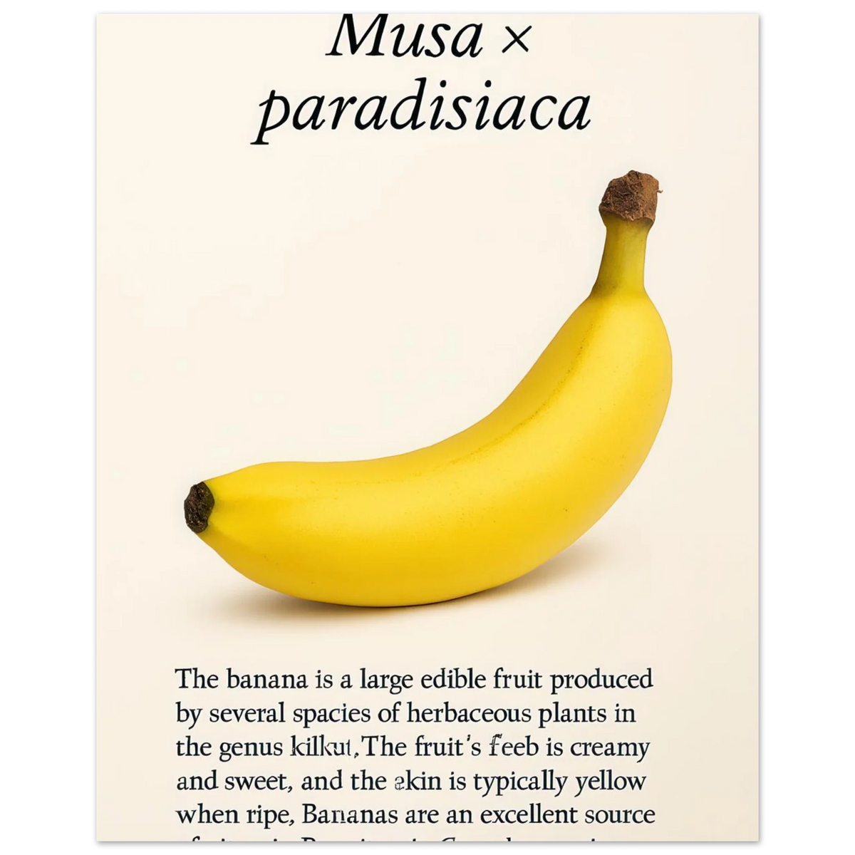 Frukter – Banan Botanisk Poster: Gul Frukt Konsttryck på Halvblankt Papper, i Flera Storlekar