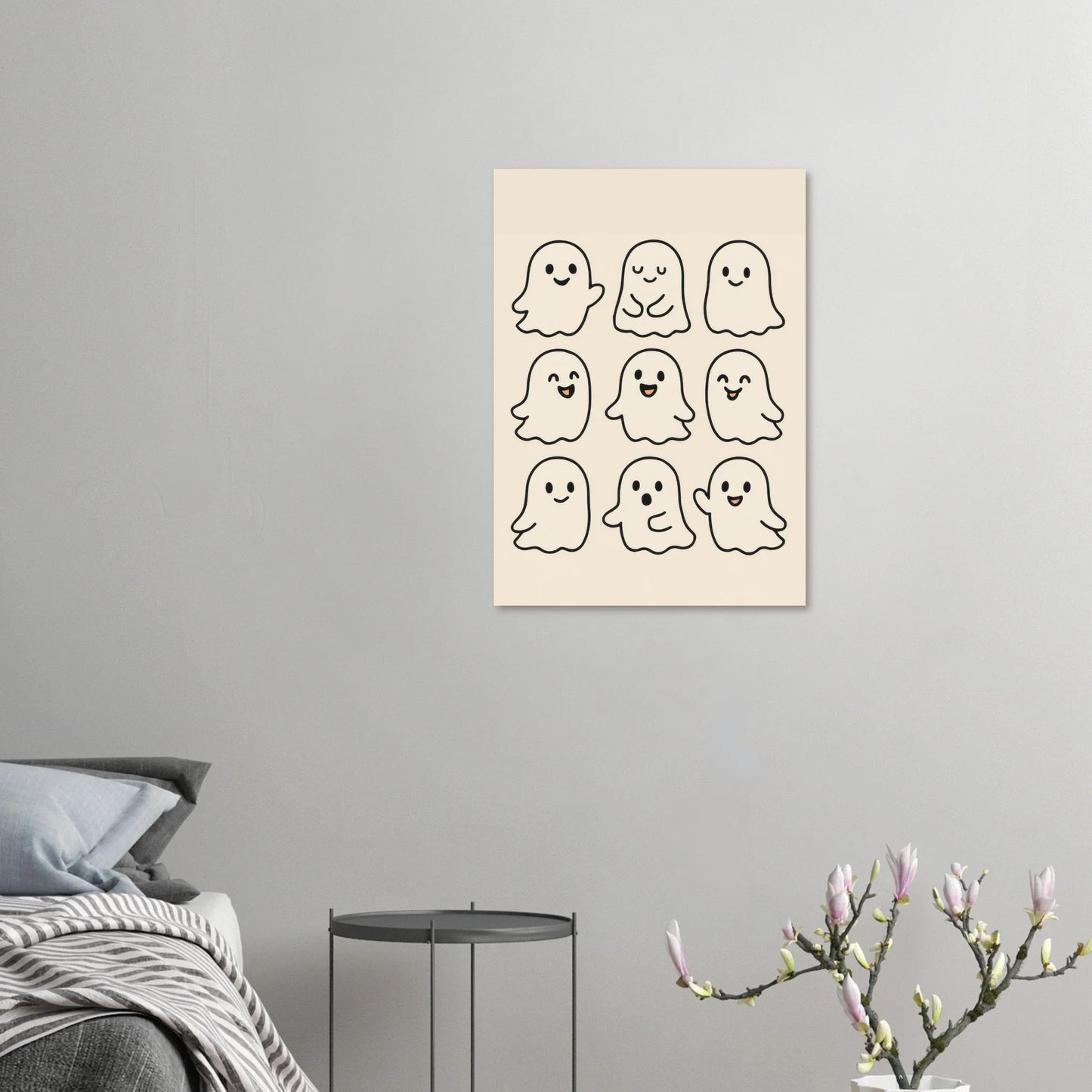 Söta Spöken Cute Ghost Poster – Playful & Minimalist Art Print with Muted Tones