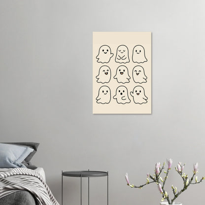 Söta Spöken Cute Ghost Poster – Playful & Minimalist Art Print with Muted Tones