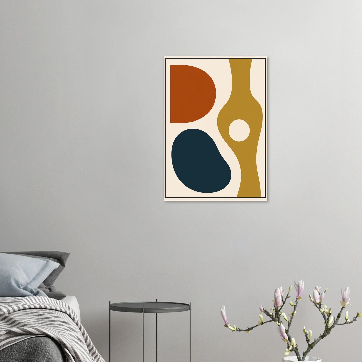 Abstract Mid-Century Modern Art Print – Earth Tones & Navy