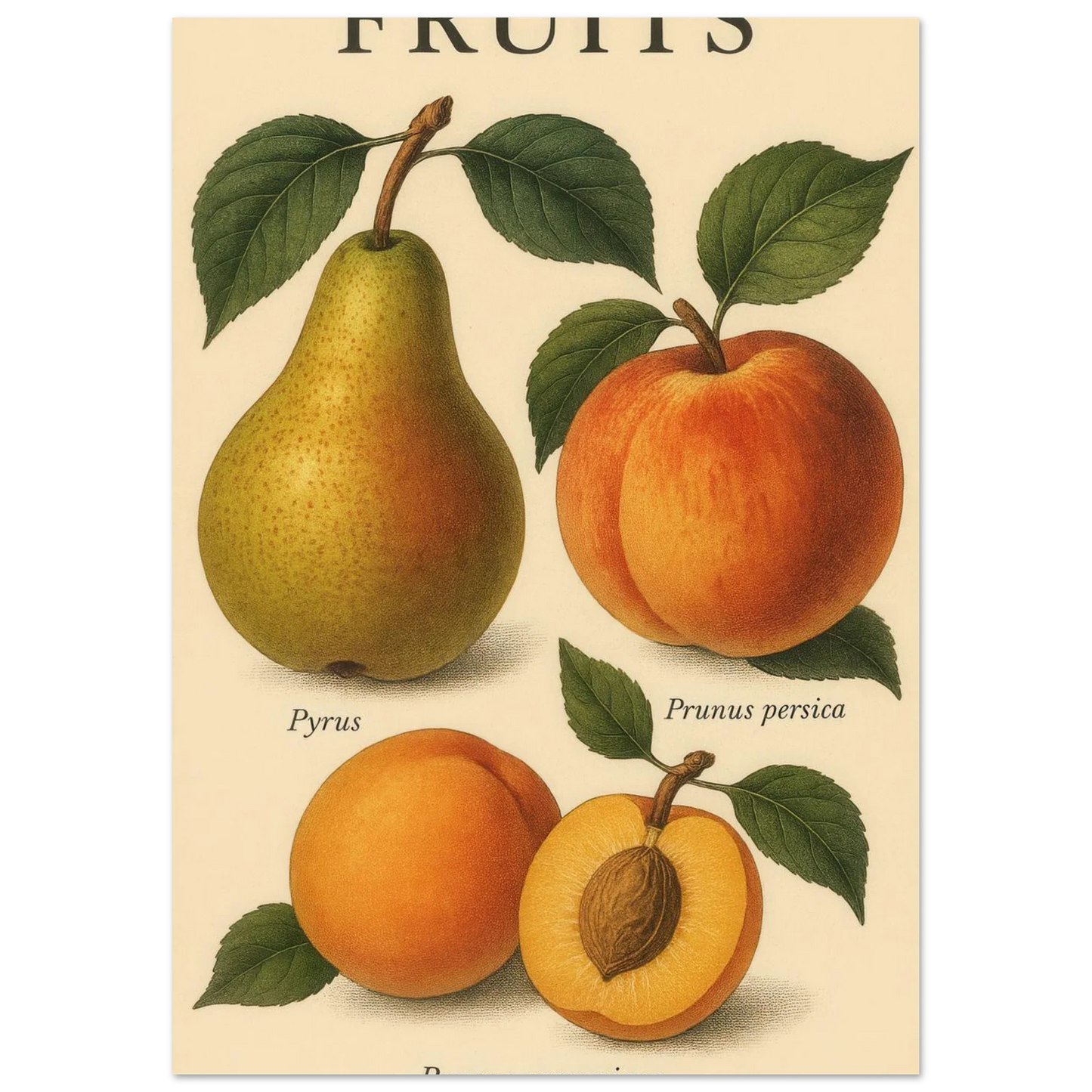 Frukter – Botanisk Vintage Frukt Illustration Poster – Klassisk Konsttryck i Flera Storlekar