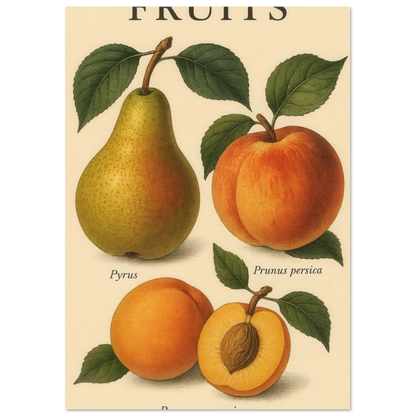 Frukter – Botanisk Vintage Frukt Illustration Poster – Klassisk Konsttryck i Flera Storlekar