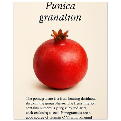 Frukter - Vibrant Pomegranate Botanical Print Poster, Available in Multiple Sizes