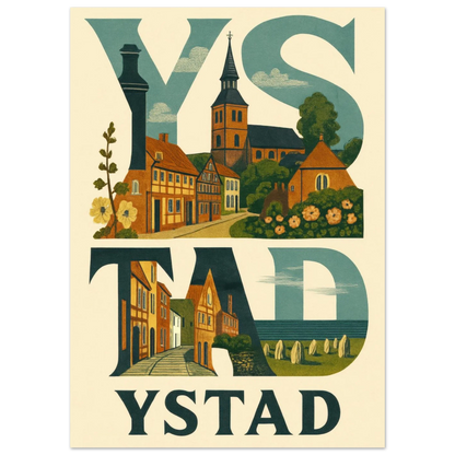 Ystad Poster - Artistic Representation with Elements of Ystad Design