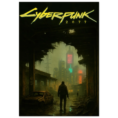Cyberpunk Poster - Övergiven Stad Art Print on Premium Paper