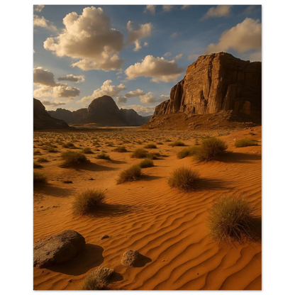Desert Serenity Fine Art Poster – Majestic Landscape Print with Earthy Tones & Golden Sands