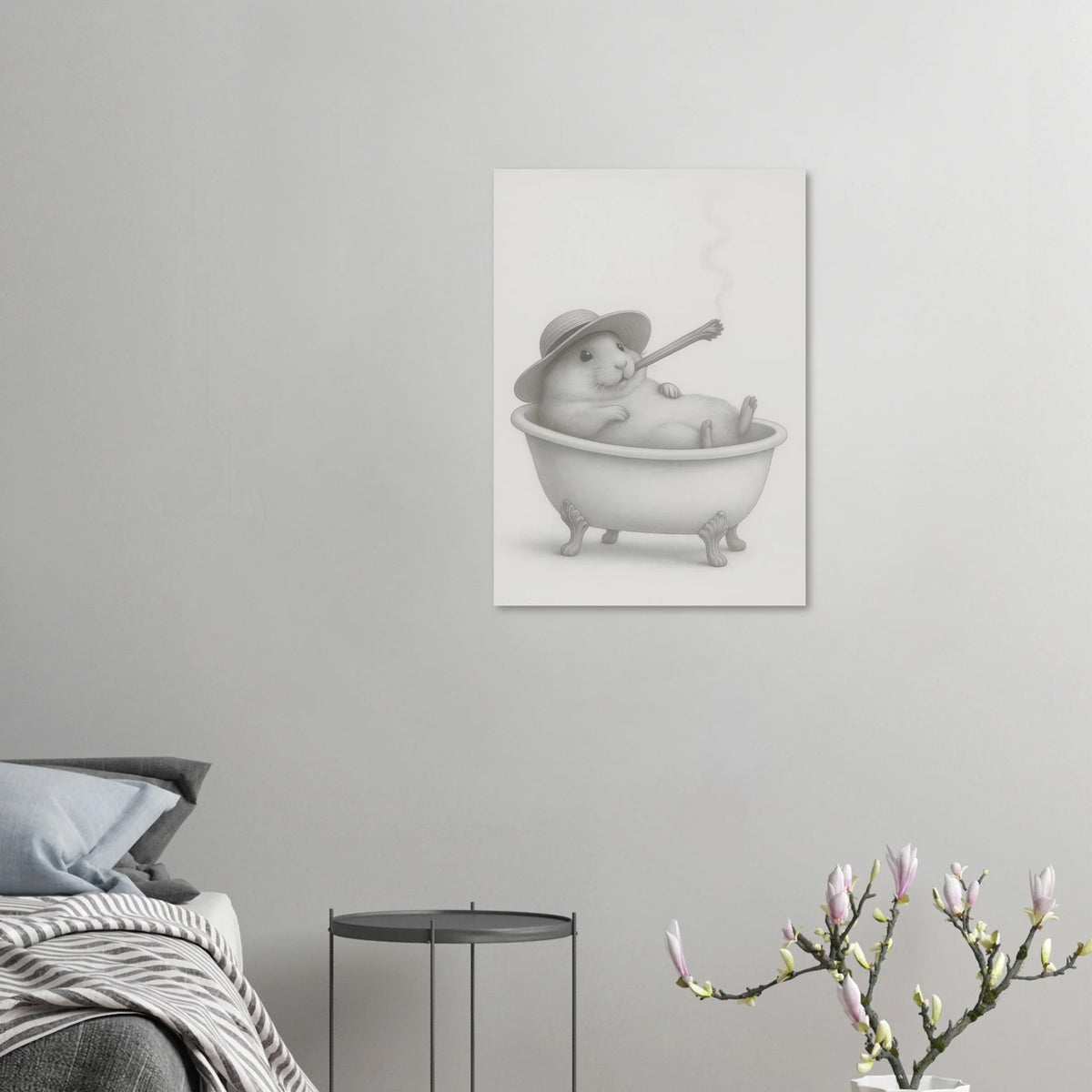 Relaxing Rodent: Whimsical Bathtub Hamster Art Print – Choose Your Perfect Size!