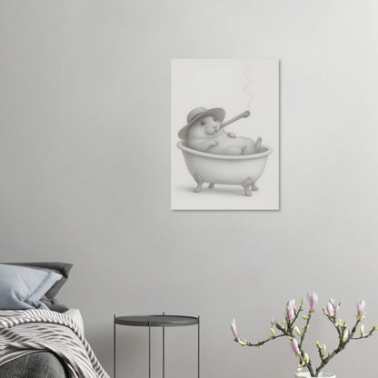 Relaxing Rodent: Whimsical Bathtub Hamster Art Print – Choose Your Perfect Size!