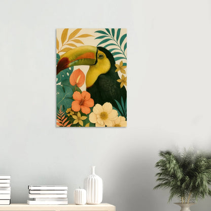 Tropisk Toucan Konsttryck - Djärva Djur & Blommor i Varma Toner