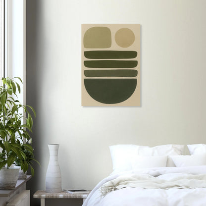 Abstrakt Minimalistisk Jordnära Konsttryck | Modern Väggkonst i Grågröna Toner