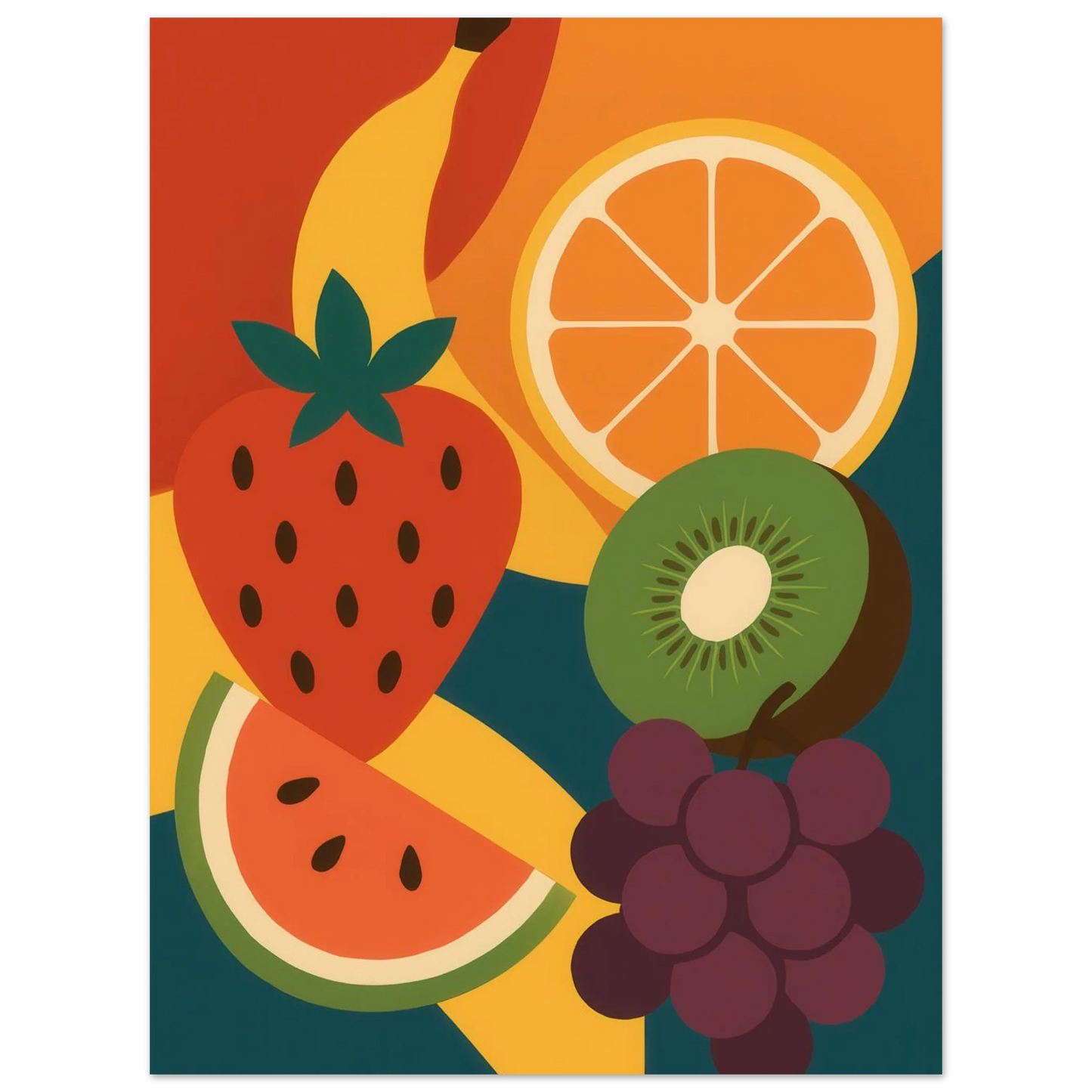 Frukter - Vibrant Abstract Fruit Art Print: Elevate Your Space with a Burst of Color & Modern Charm