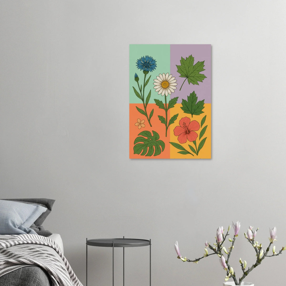 Frukter Botanisk Konsttryck – Levande Blommor och Blad på Premium Papper, Välj Din Storlek