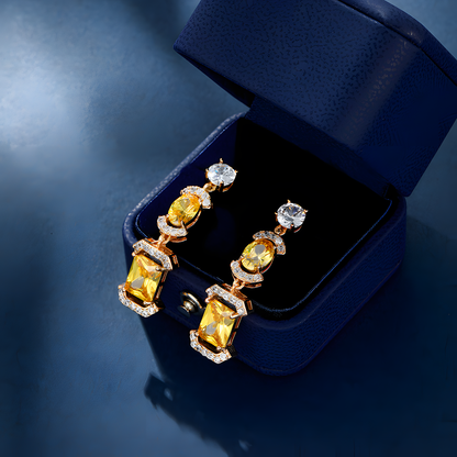 Gold-Tone Gemstone Necklace and Earring Set