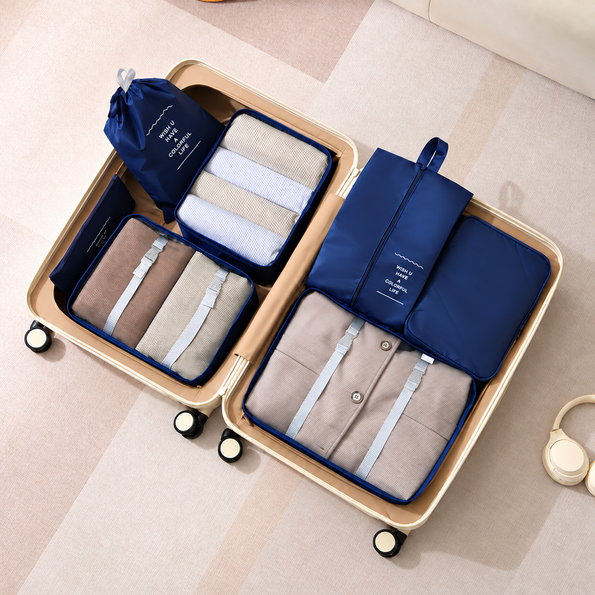 Seven-Piece Travel Packing Organizer Set