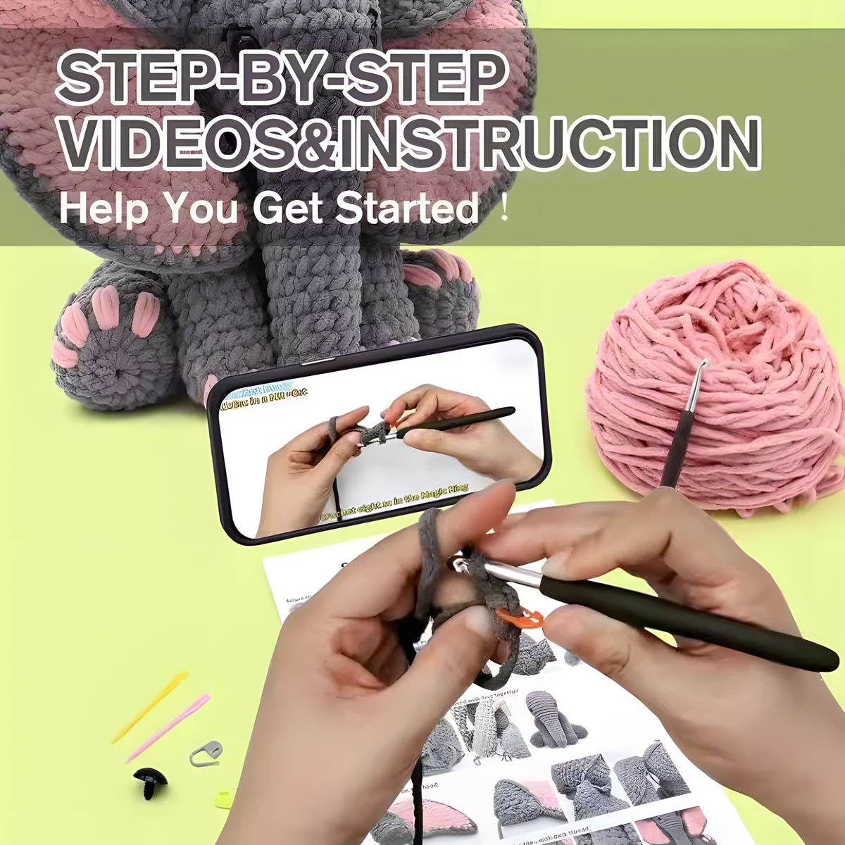 Beginner Elephant Crochet Kit