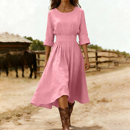 Long-Sleeve Cotton Blend Dress