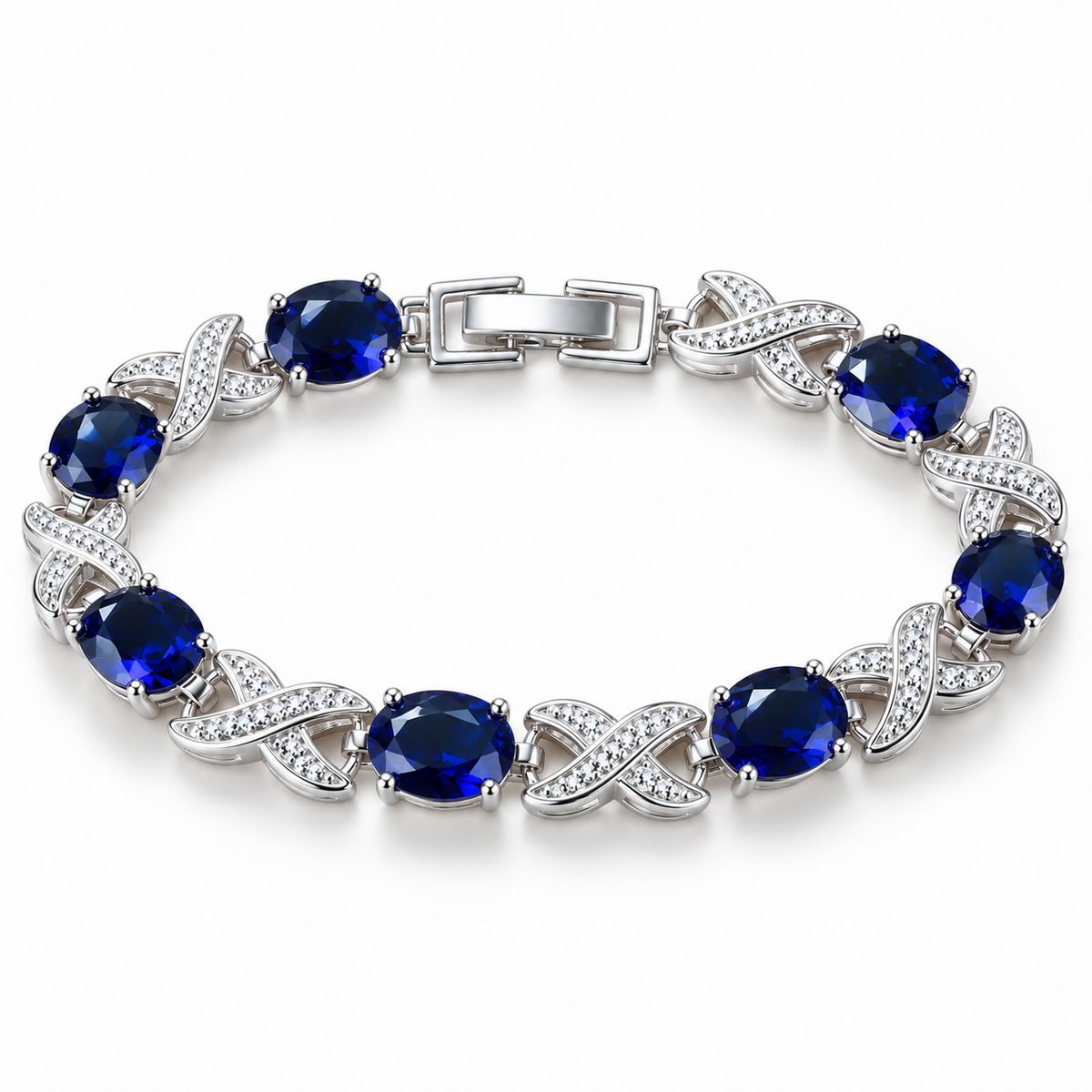 Blue Oval Crystal Bracelet
