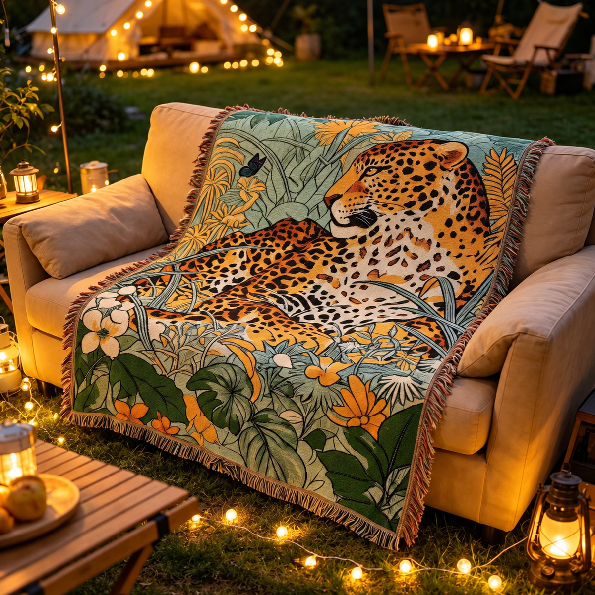 Illustrated Woven Throw Blanket