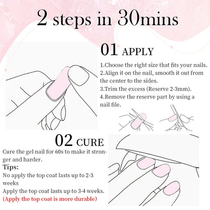 20 Tips Gradient French Semi-Cured Gel Nail Sticker