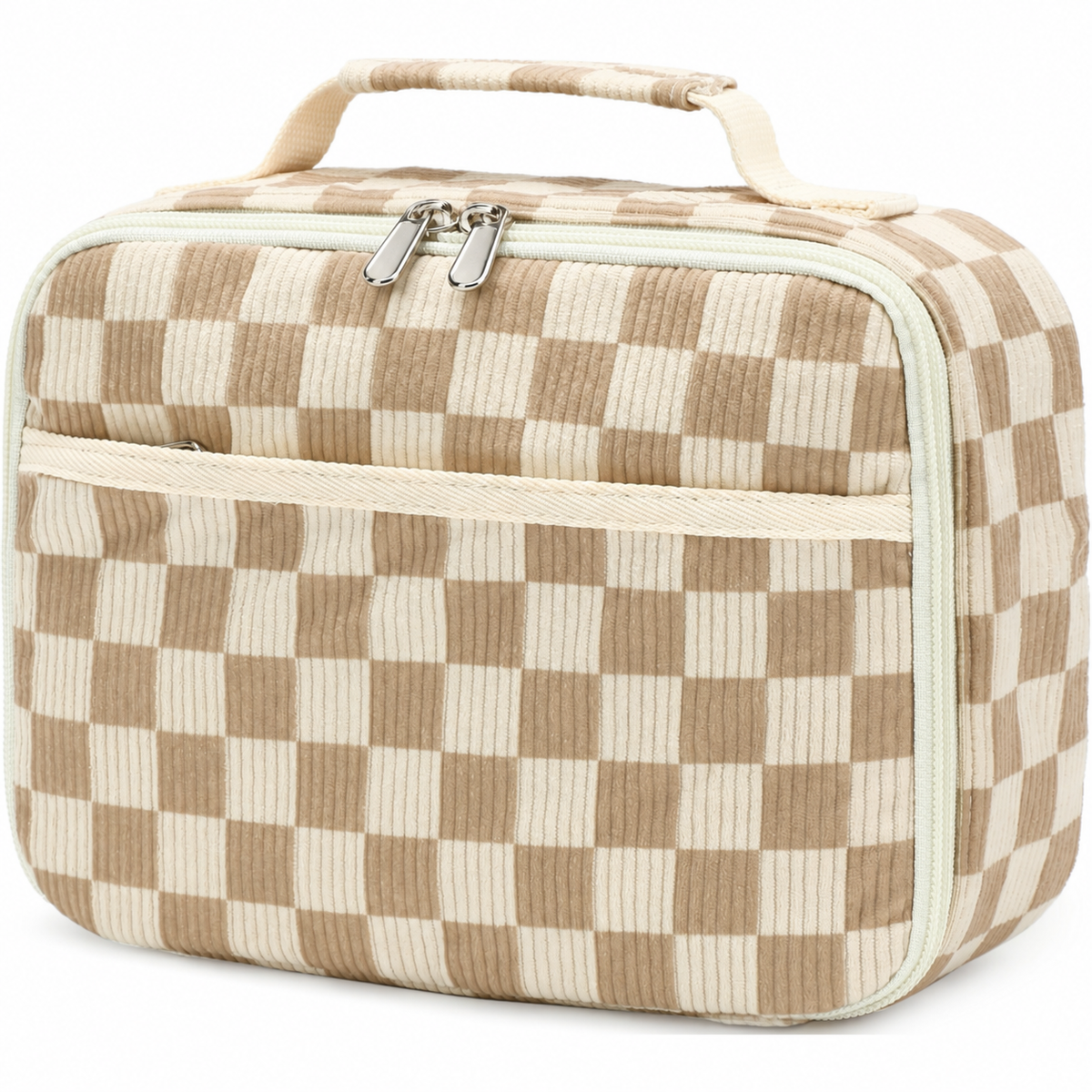 Corduroy Lunch Bag with Zip Pockets