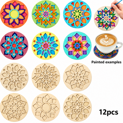 Double-Layer Wooden Coaster Painting Set