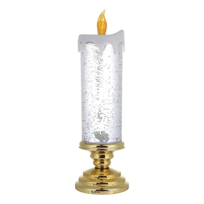 LED Glitter Candle with Pedestal Base