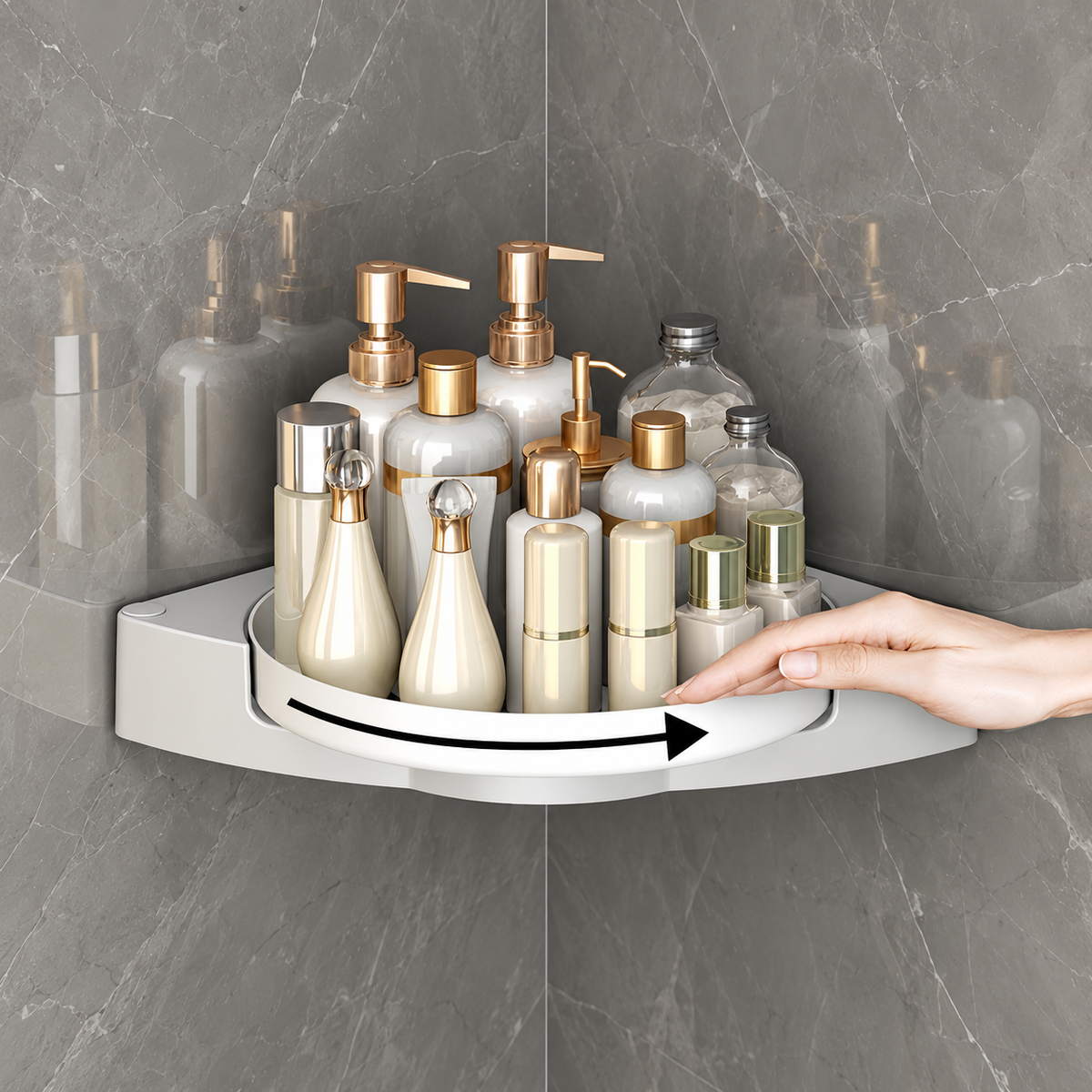 Rotating Corner Bathroom Shelf