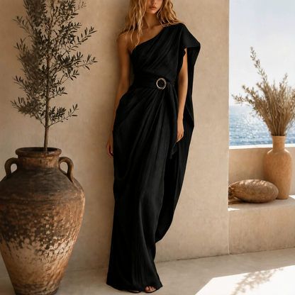 One-Shoulder Cotton Blend Dress