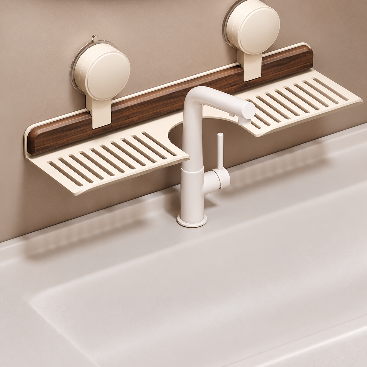 Walnut-Finish Bathroom Shelf