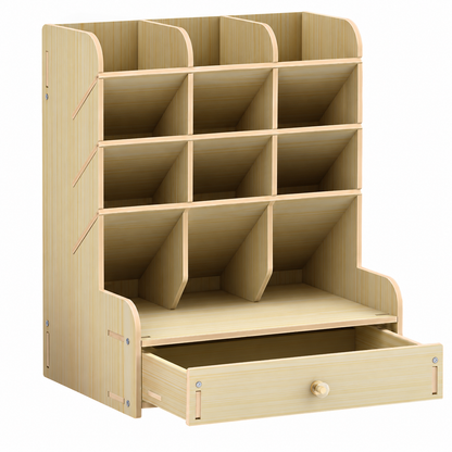 Wooden Multi-Compartment Desk Organizer