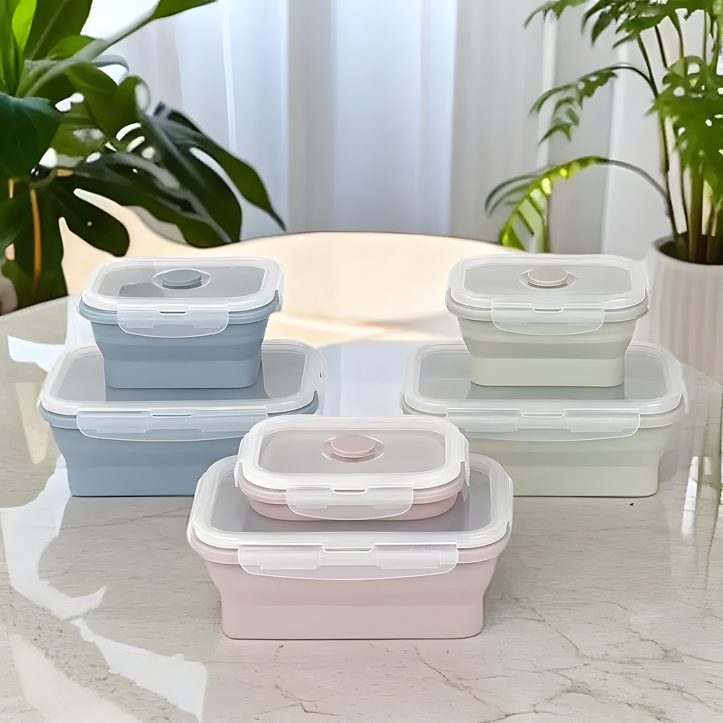 Foldable Silicone Lunch Box Set