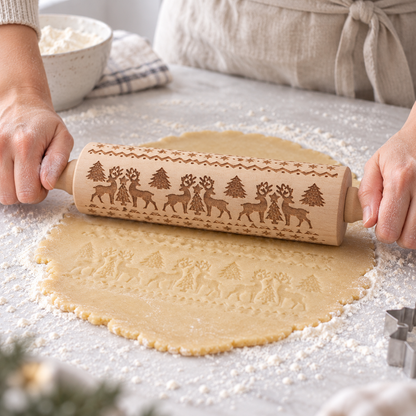 Engraved Christmas Cookie Rolling Pin