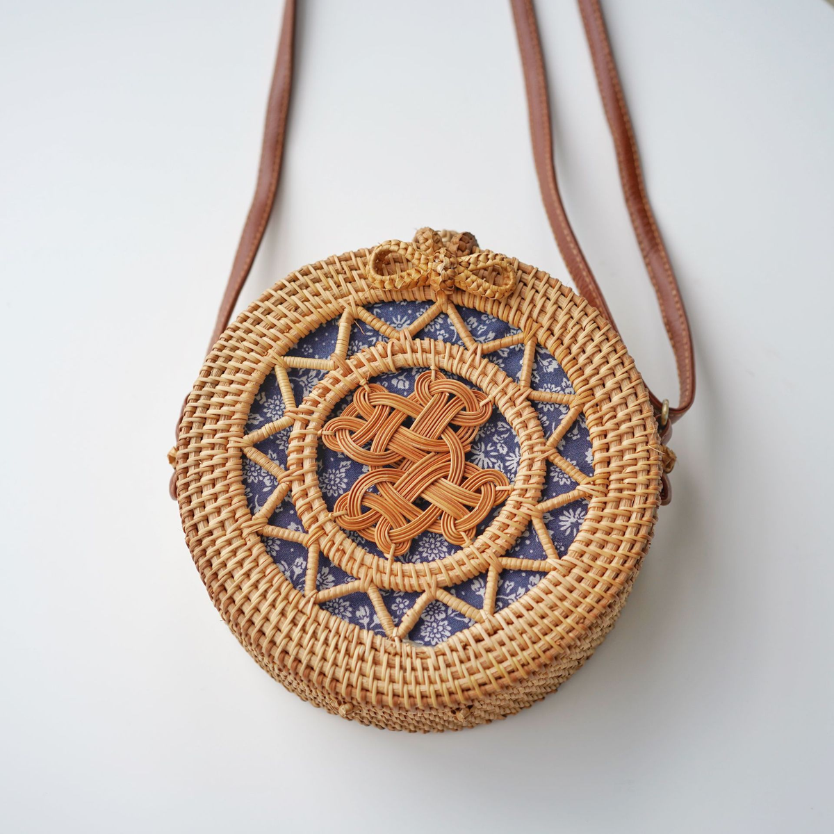 Handwoven Rattan Crossbody Bag