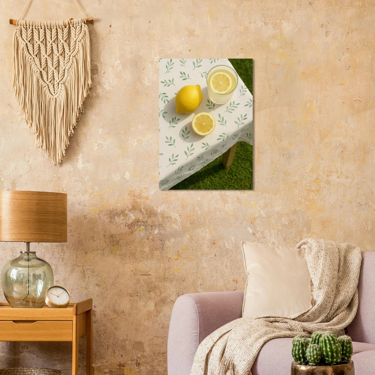 Fresh Lemon & Greenery Pattern Poster - Choose Your Perfect Size