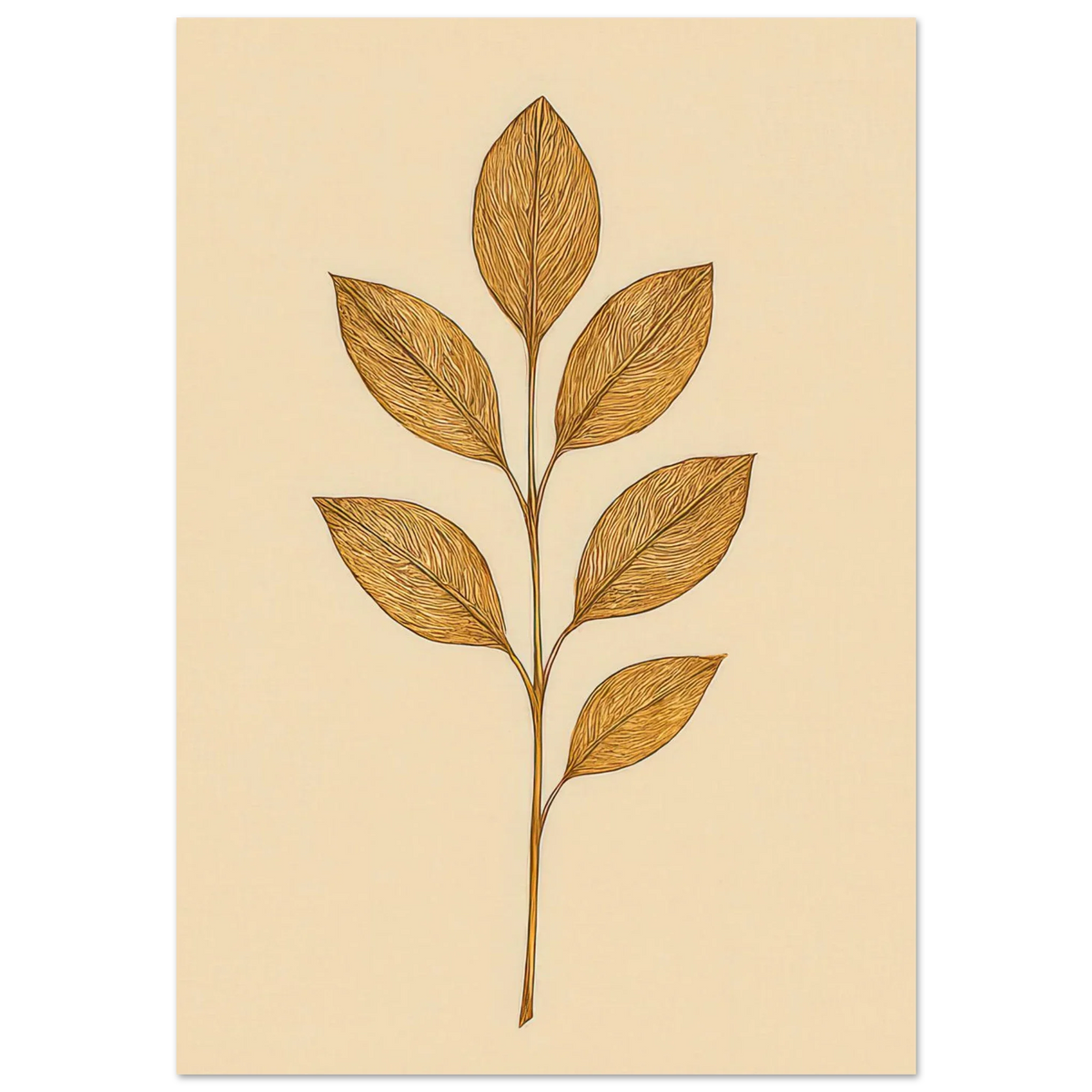 Frukter Golden Leaf Art Print - Minimalistisk Botanisk Väggkonst i Olika Storlekar