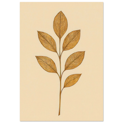 Frukter Golden Leaf Art Print - Minimalistisk Botanisk Väggkonst i Olika Storlekar