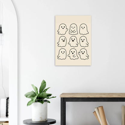 Söta Spöken Cute Ghost Poster – Playful & Minimalist Art Print with Muted Tones