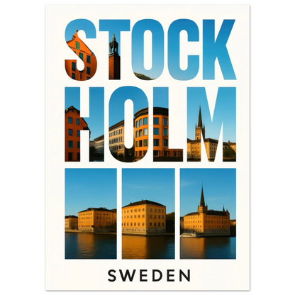 Stockholm Sweden Cityscape Poster – Vibrant Nordic Architectural Art Print