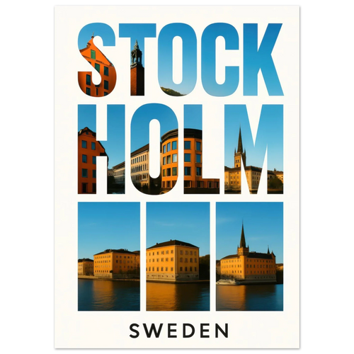 Stockholm Sweden Cityscape Poster – Vibrant Nordic Architectural Art Print