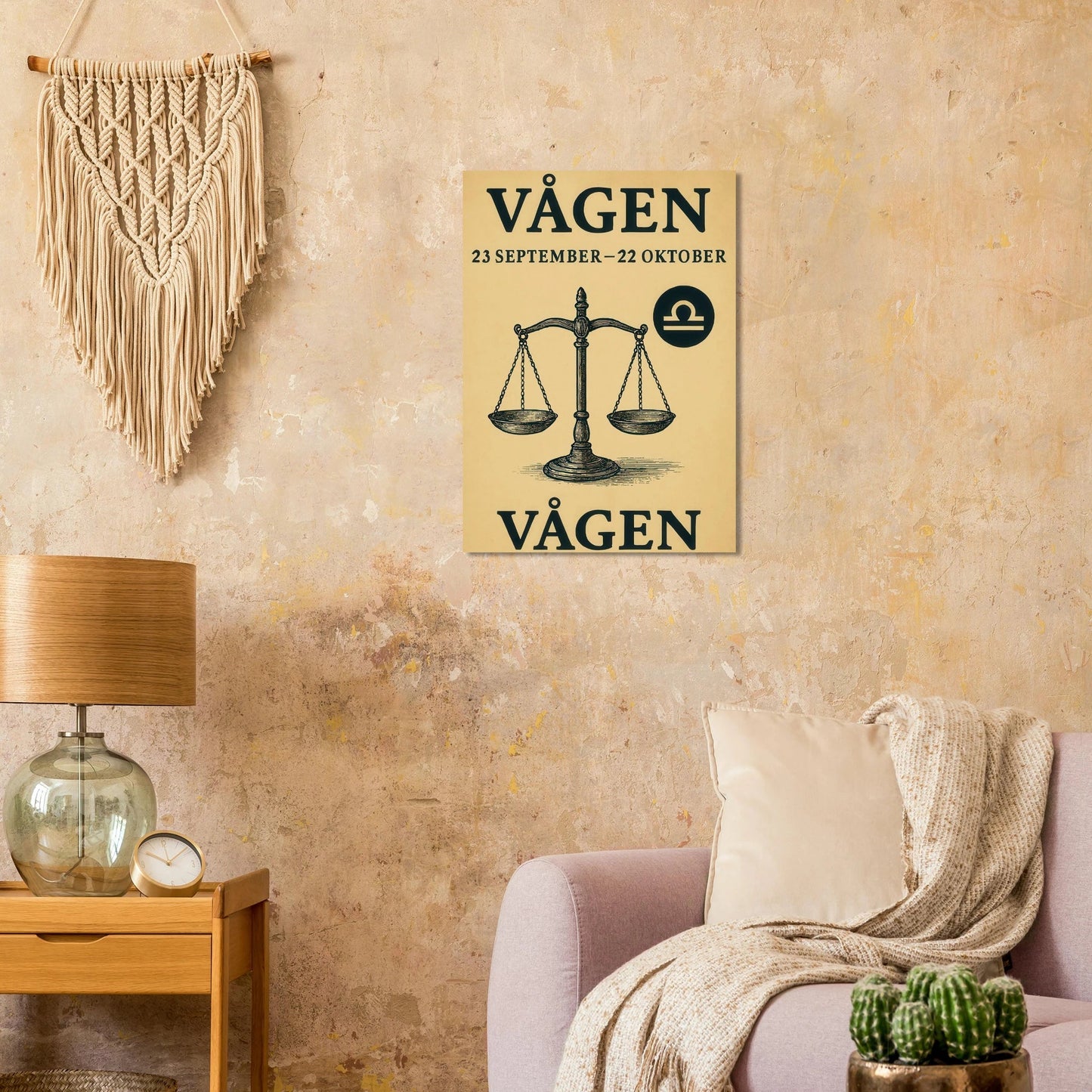 Retro Vågen Stjärntecken Konsttryck – Elegant Vintage Zodiac Poster