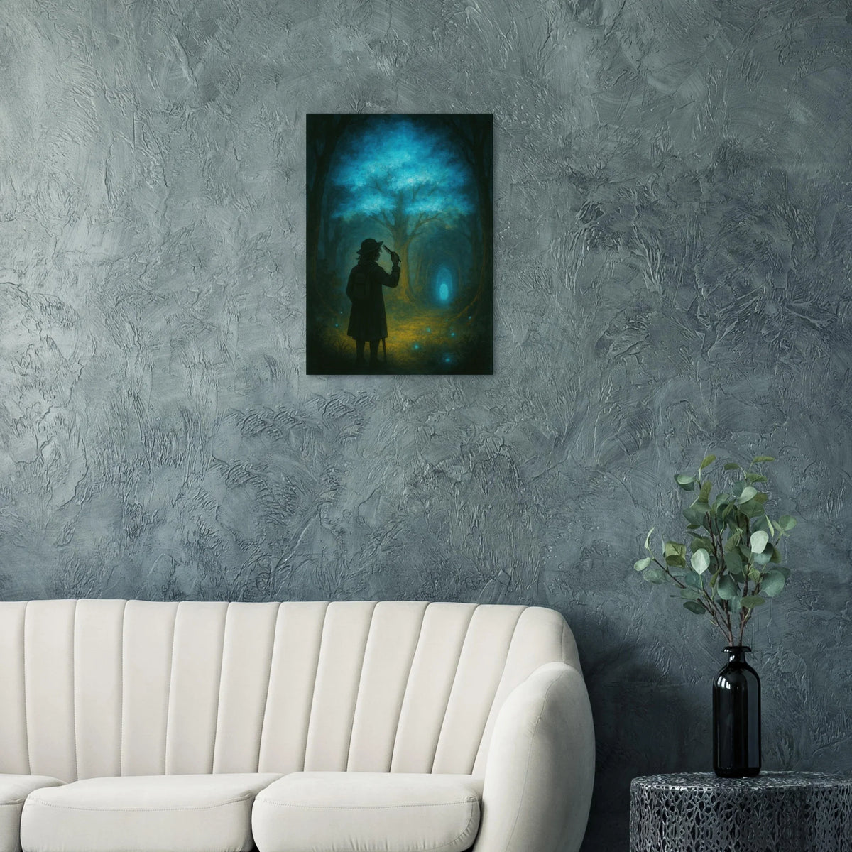 Enchanted Forest Explorer: Teal & Gold Mystical Journey Art Print
