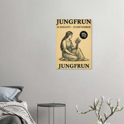 Vintage Virgo Zodiac Art Print – Jungfrun Swedish Astrology Poster with Classic Style