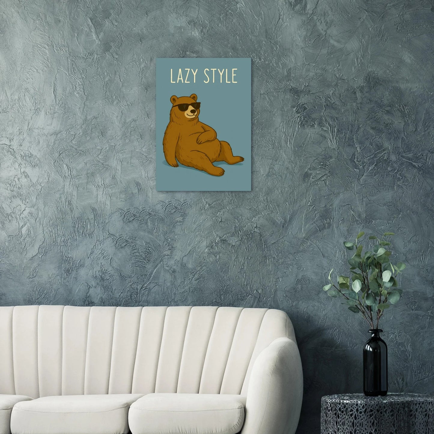 Lazy Style Bear in Sunglasses - Humorous & Relaxed Vibe Art Poster in Various Sizes