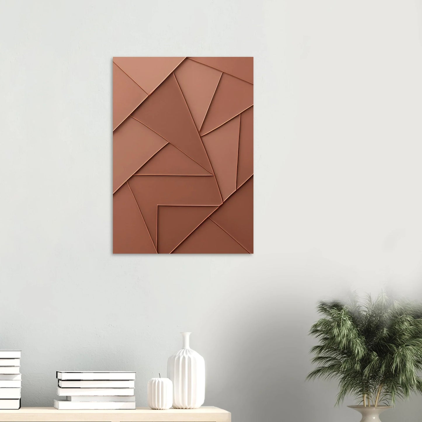 Minimalistisk Abstrakt Konsttryck – Koppartoner & Geometriska Former för Modern Inredning