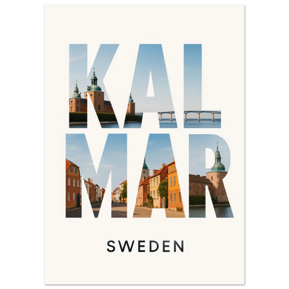Kalmar, Sweden Cityscape Art Poster – Vibrant Swedish Architecture & Bridges