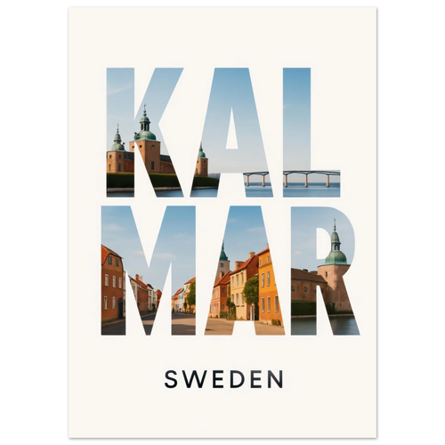 Kalmar, Sweden Cityscape Art Poster – Vibrant Swedish Architecture & Bridges