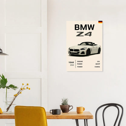 BMW Z4 2022 Sportbil Poster – Minimalistisk Design för Bilentusiasten