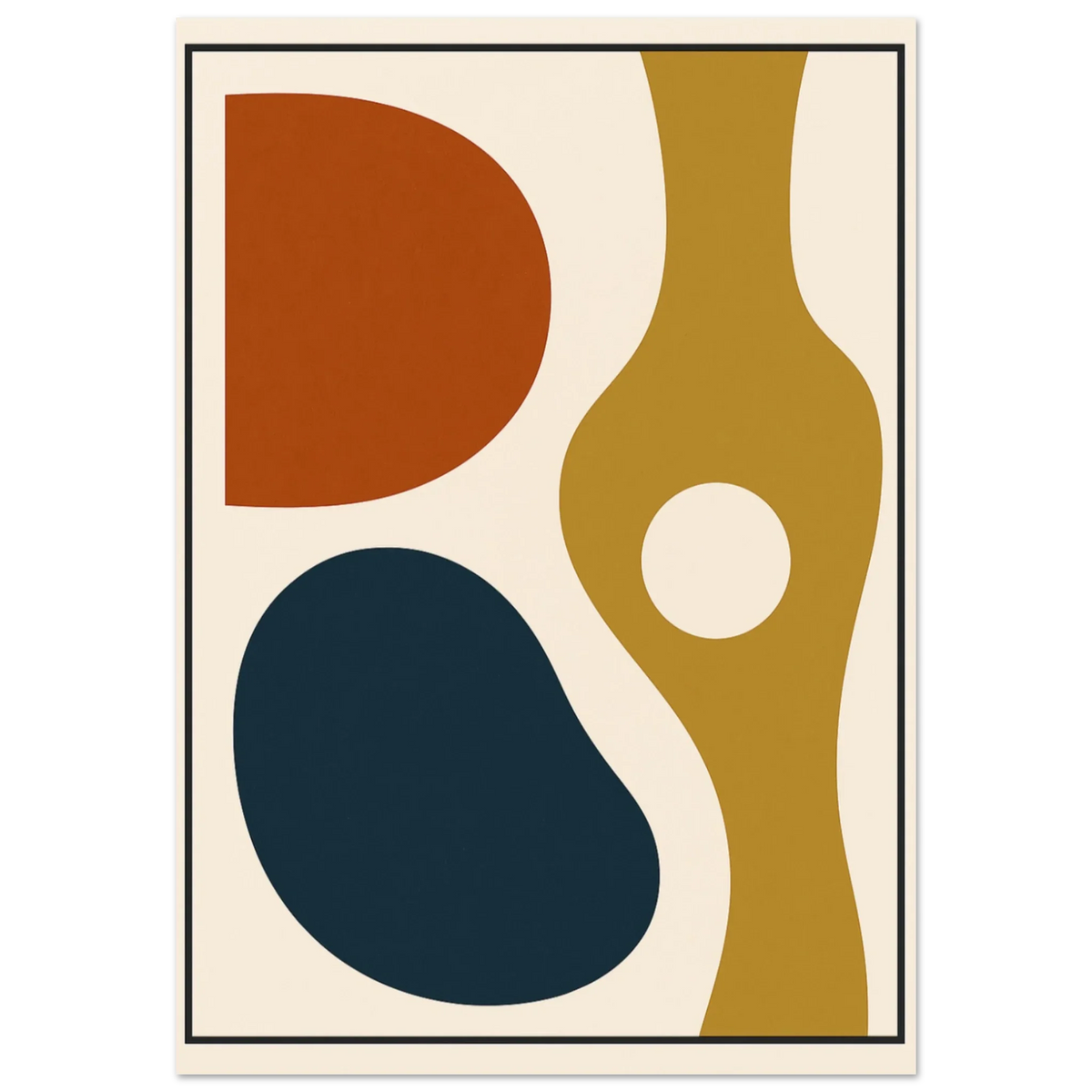 Abstract Mid-Century Modern Art Print – Earth Tones & Navy