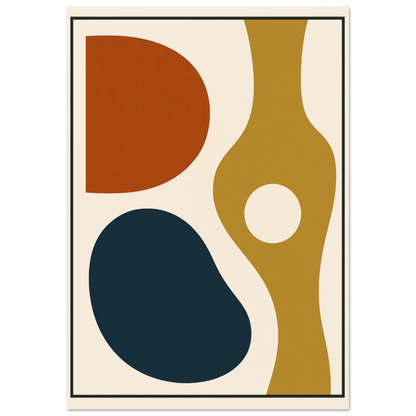 Abstract Mid-Century Modern Art Print – Earth Tones & Navy