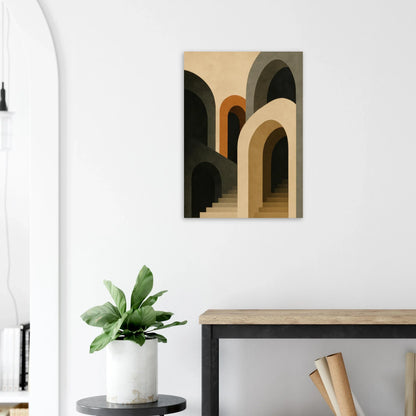 Abstract Arches & Stairs Poster - Modern Minimalist Wall Art in Earth Tones
